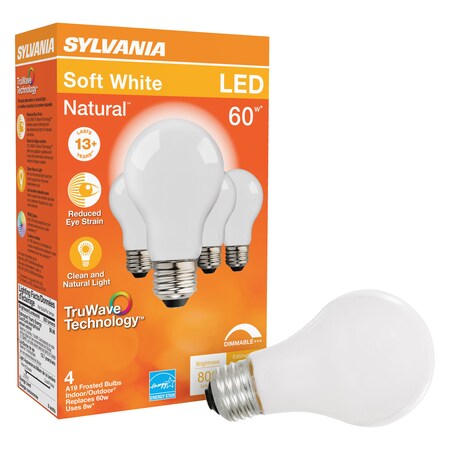 Sylvania LED Bulb, General Purpose, A19 Lamp, E26 Lamp Base, Dimmable, Frosted, Soft White Light